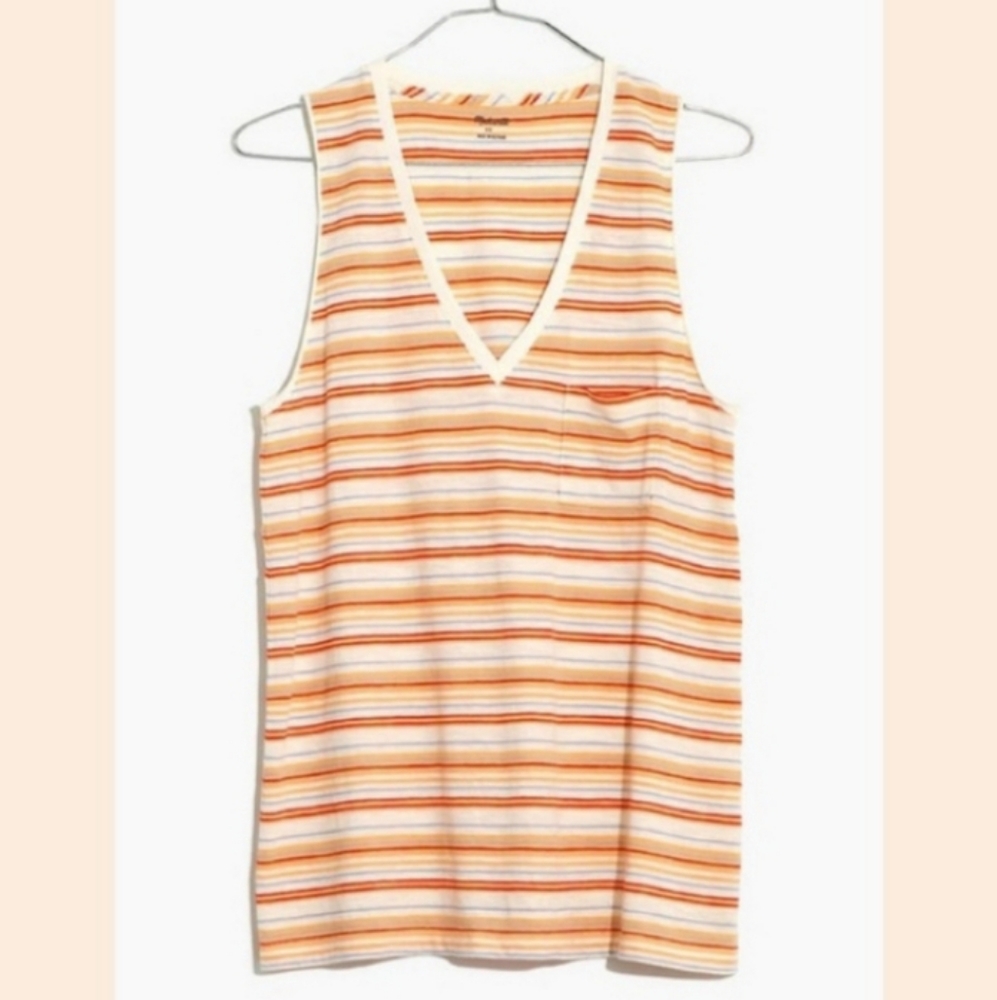 Madewell Whisper Cotton V-neck Pocket Tank